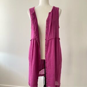 Artisan NY | Linen Deep Magenta Sleeveless Long Vest